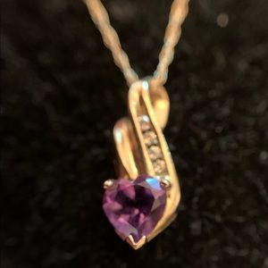 10kt Solid Yellow Gold Amethyst w/ Diamonds
